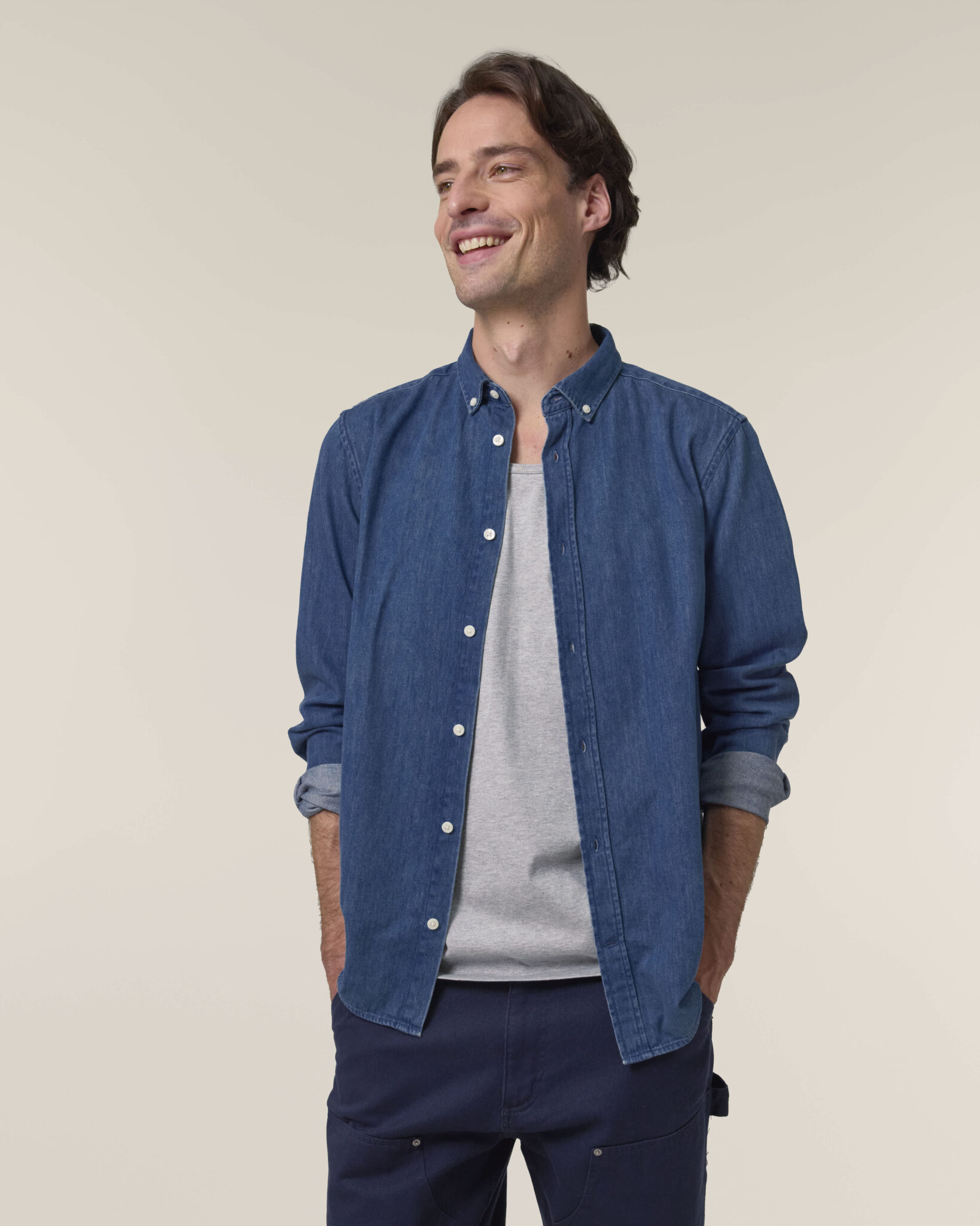 Stanley Denim Shirt_Mid Wash_Studio_Front_Main_2