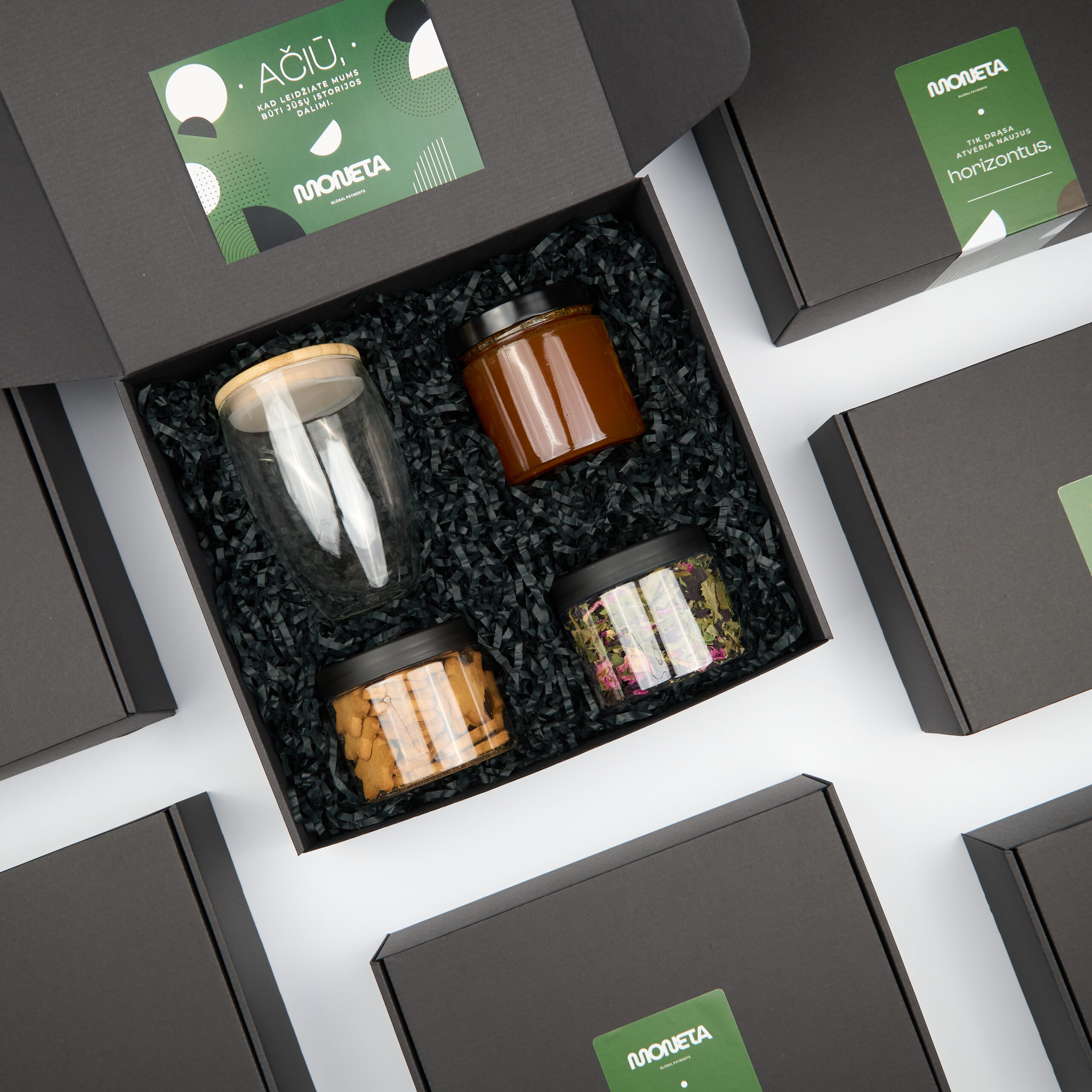 „THE FEAST" ECO dovanų rinkinys su logotipu – rinkinio pakuotė su įmonės logotipu